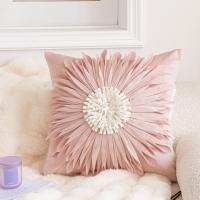 Funda de almohada con diseño de helado, flores rosas, girasoles, hortensias, hilo, flores, cojín pequeño con margaritas. - details 11