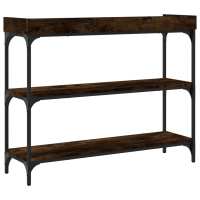 vidaXL Mesa consola con estantes roble ahumado 100x30x80 cm Mesa de sofá Mesa de Entrada para Salón Consola de Entrada Mueble Recibidor Mesita Mesa auxiliar Salon - details 4