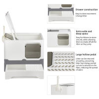 Caja de arena para gatos con bandeja extensible, caja de arena para gatos con puerta doble portátil plegable - details 2