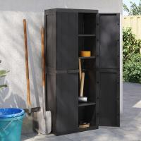 vidaXL Armario de almacenaje exterior PP 65x37x165 cm en color Negro/Gris y negro | almacenamiento funcional diseño moderno para baño dormitorio sala - details 0