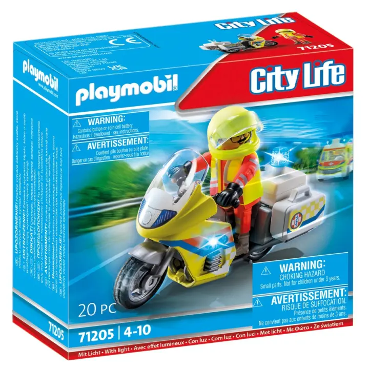 Playmobil - Moto de Emergencias con Luz Intermitente - Tienda con Licencia Oficial 71205 - 1