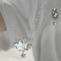 Collar De Estrella Doble Con Diamantes Huecos Para Mujer Diseño De Cadena Para El Collar Bone Regalo De Fiesta De San Valentín Joyería De Moda - details 4