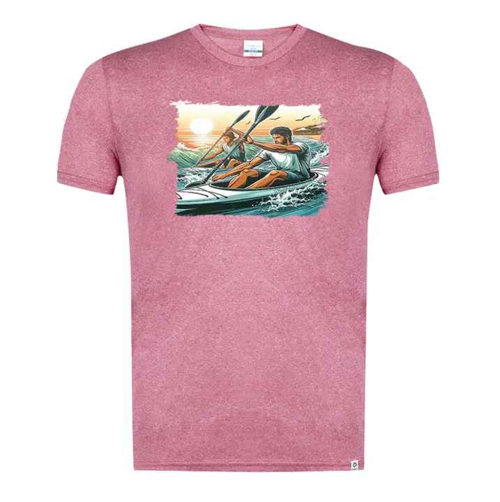 MERCHANDMANIA CAMISETA ROJA MEZCLA deporte playa kayak amigos competicion moda verano tshirt - 1
