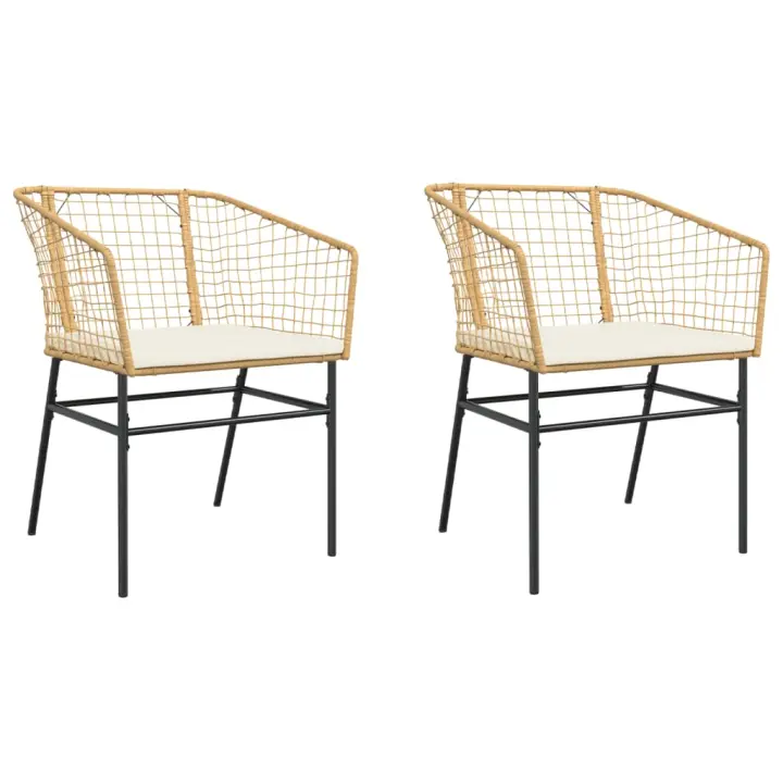 vidaXL Sillones de jardín con cojines 2 uds ratán sintético marrón - 1