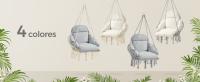 SONGMICS Hamaca Silla, Silla Colgante, Cojín Grande y Grueso, Boho para Dormitorio, Balcón, Jardín, Sala de Estar, Soporta hasta 120 kg, Incluyen Accesorios,  Blanco Crema y Gris Paloma/Gris Paloma/Blanco Crema - details 3