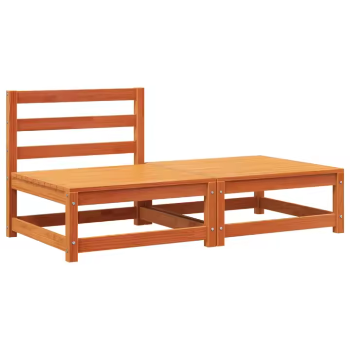 vidaXL Sofá jardín sin reposabrazos con reposapiés madera maciza pino Pino natural, Marrón pino, Douglas natural Conjunto Terraza Muebles Jardín Exterior Juego de Muebles de jardín Mueble Jardín Exterior Muebles de Salon Exterior - 1