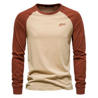 Camiseta AIOPESON Para Hombres 100% Algodón Manga Larga Cuello Redondo Casual Primavera Tees De Diseñador Ropa Masculina - details 2