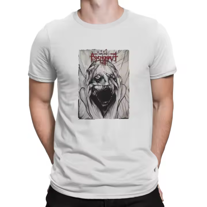 Camiseta De Algodón Para Hombre Con Estampado Divertido Rock O-Neck T-Shirt Casual Para Fiestas Y Uso Diario Estilo Psychonaut Con Mangas Cortas - 1