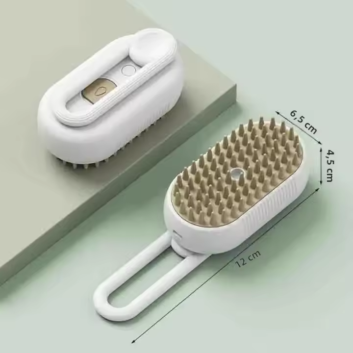 Cepillo De Baño Para Mascotas Gato Y Perro Con Pulverizador De Vapor Rotativo Plegable Eliminador De Pelos Botón Único Plástico - 1