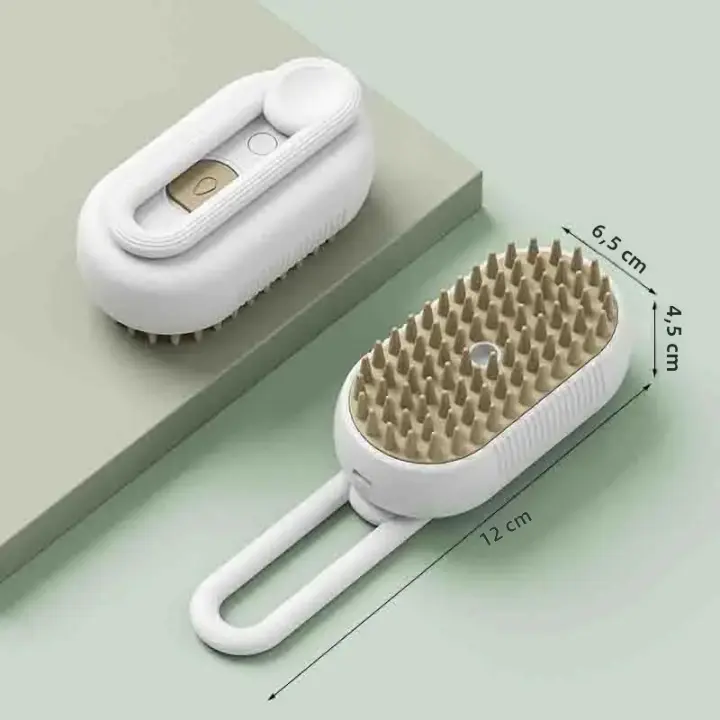 Cepillo De Baño Para Mascotas Gato Y Perro Con Pulverizador De Vapor Rotativo Plegable Eliminador De Pelos Botón Único Plástico - 1