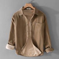 Camisa De Algodón De Corduroy Para Hombres Diseñadora Italiana Calidad Superior Moda Otoño Invierno Talla Grande Cuello Cuadrado Estilo Casual - details 2