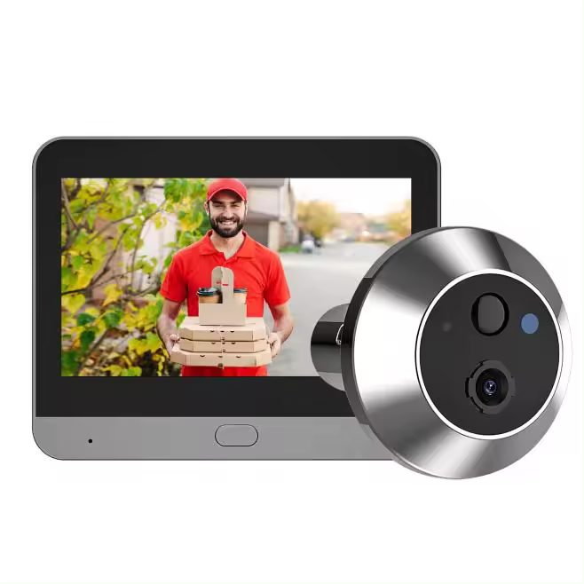 Cámara de video con mirilla WiFi inteligente Tuya 1080P, seguridad para el hogar, visión nocturna, 4.3' FHD, WiFi, mirilla, videoportero - 1