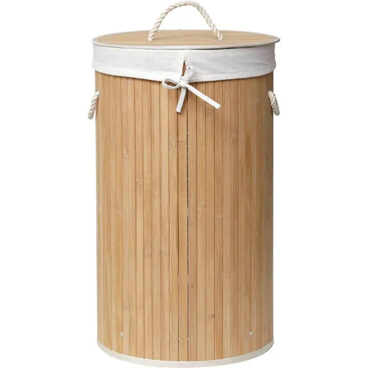 Baños Boutique Cesto para Ropa Sucia de Bambú con Tapa Extraíble 35x35x60 Cm - 1