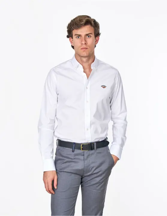 Camisa marca Spagnolo de hombre en manga larga Fil&Fil Blanco SPAGNOLO - 1