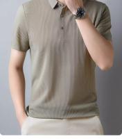Camisa Polo De Verano Para Hombre Con Cuello Redondo Solido Camiseta De Negocios Transpirable Corta Cuello En V Talla Única - details 8