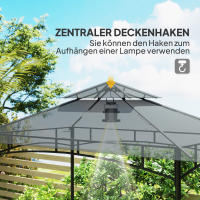 Gazebo con barbacoa LED 240x150x258 cm gazebo de Jardín ígífugo e impermeable, Techo Doble, protectores laterales, gazebo con Protección UV gazebo barbacoa para fiestes gris obscure - details 4