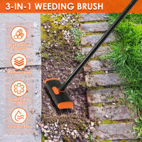 Herramienta De Eliminación De Malas Hierbas Con Cepillo Ajustable Para Jardín Raíces De Grama Y Suelo Suave Doble Cabeza De Cepillo Material De Acero Inoxidable Y Metal - details 1