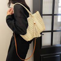 1 Pedazo Nuevo Bolso de tela de paja plegado Grande de Verano, Bolso de mano de mujer de moda con flecos, Cierres con Cremallera y Correa para el hombre, ideal para la Playa y las vacaciones - details 0
