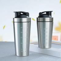 Botella De Proteína De Acero Inoxidable 500/750ml a Prueba De Fugas Para Gimnasio Y Fitness Con Escala Y Mezclador Para Batidos De Leche En Polvo - details 0