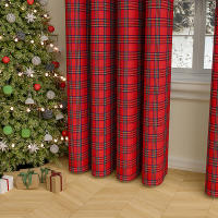 Cortinas De Navidad a Cuadros Térmicas Y Antipolvo Con Anillos Para Ventanas Cortina Negra Para Dormitorio Y Sala De Estar - details 4