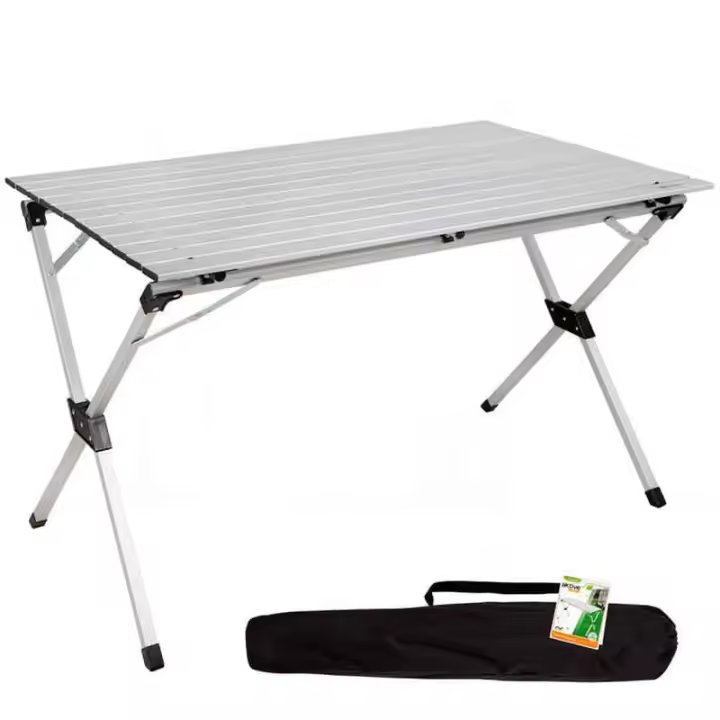 Mesa de camping Aktive plegable con tablero enrollable gris 70x110x70 cm - 1