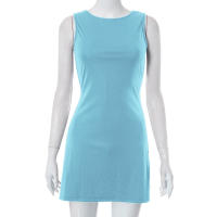 Vestido Sin Mangas Para Mujer Estilo Slim A-Line Con Cuello Redondo Mini Vestido De Verano Casual Y2K Polyester Qtraf2411 - details 9