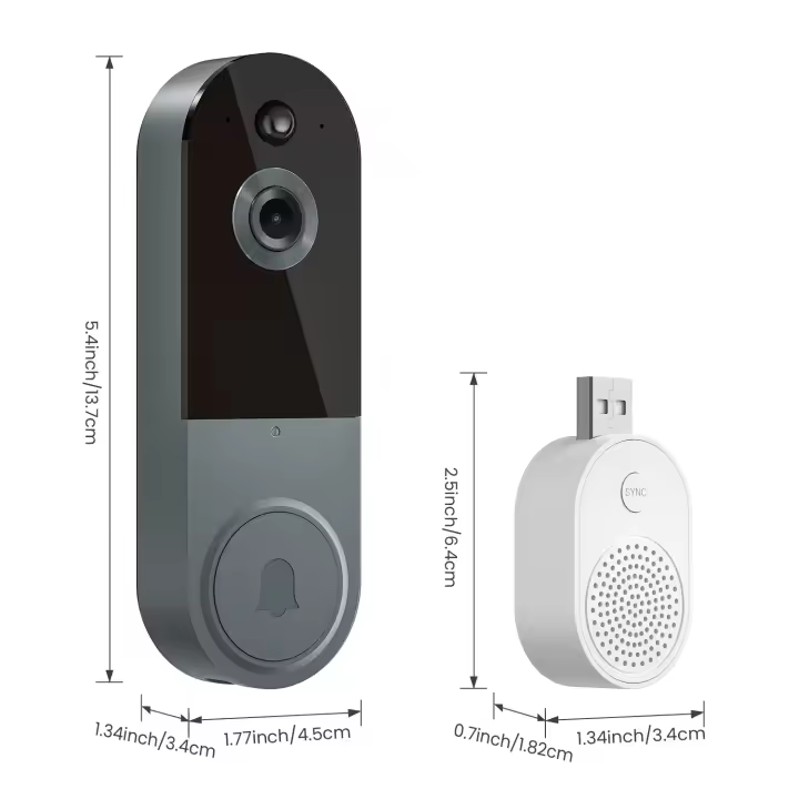 Timbre con video, cámara inalámbrica, visión nocturna HD, WiFi, bajo consumo, reconocimiento humano, intercomunicador visual, monitoreo. - 1