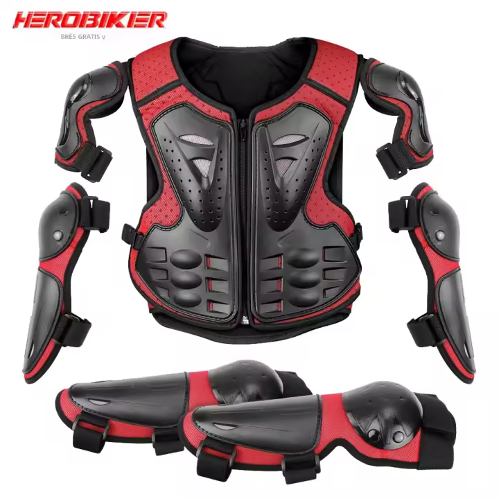 Chaleco De Armadura Para Niños Motocross Protección Contra Choques Chaqueta Armada Y Protección De Rodillas Tamaño Único Para Niños - 1