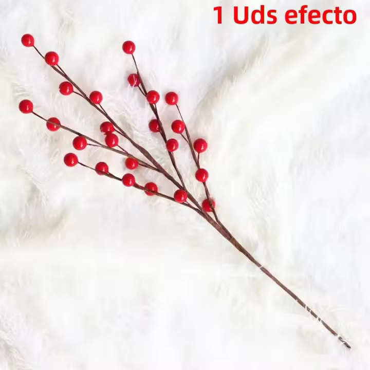 Bouquet De Bayas Rojas Artificiales 33cm Adorno Navideño Para Decoración De Hogar Árbol De Navidad Accesorio De Año Nuevo 2024 - 1