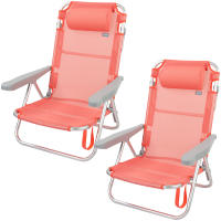 Aktive - Silla de playa plegable, multiposición, aluminio y textileno, asiento bajo, incluye cojín acolchado, asa de transporte, silla reclinable de playa, respaldo reclinable - details 3