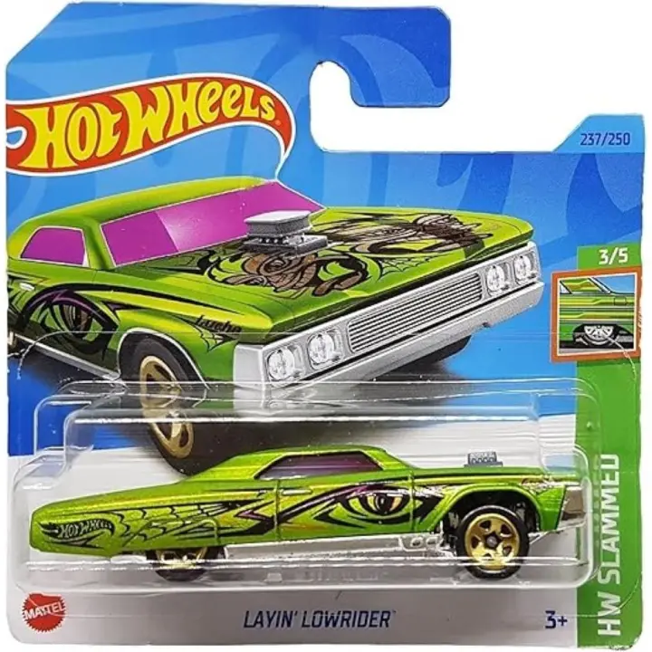 MATTEL : Hot Wheels - Layin´Lowrider - HW Slammed 3/5 - HKJ08 - Tarjeta corta - Verde claro metálico - Vehículo para jugar - Coleccionable - Regalo Original - Edad recomendada mayores de 3 años - 1