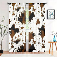 2 Piezas Cortinas De Pato Moda Con Patrón De Vaca Semi Nocturnas Para Sala De Estar Dormitorio Cocina Decoración De Hogar - details 6