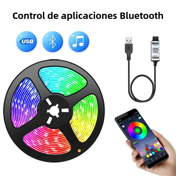 Tira De LED RGB Bluetooth Control Por App 5V USB Fácilible Para Iluminación De TV Decoración De Habitaciones Mikenoon - 1