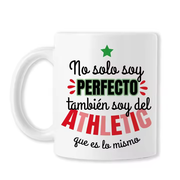 Taza del Athletic de Bilbao  “No Solo Soy Perfecto, También Soy del Athletic” | Regalo Original Zurigorriak TEDEDIKO - 1