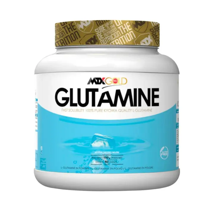 MTX nutrition GLUTAMINE R.GOLD (500g.) – Suplemento PREMIUM de L-Glutamina en polvo KIOWA_Quality  enriquecida con Vitamina B6 y aromatizada con sabores naturales. - 1