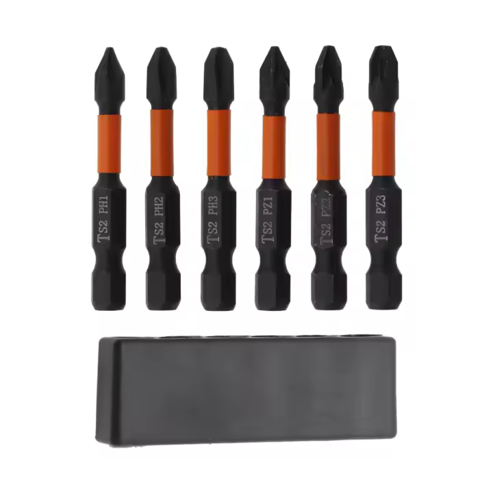 Juego De 6 Piezas De Destornilladores Magnéticos Torx PH1 PH2 PH3 PZ1 PZ2 PZ3 Con Portabits Hexagonal 1/4 Herramienta Manual De Acero Aluminio - 1