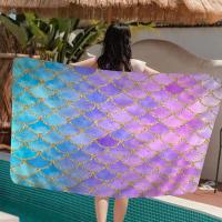 Toalla De Playa Para Niños Con Escamas De Sirena Colorida Toalla De Baño Grande Absorbente De Microfibra Para Natación Viajes Estilo Verano - details 9