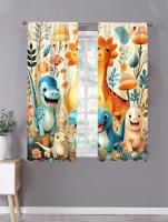 Cortinas Infantiles con Estampado de Animales, Set de 2 Piezas 75x166cm para Habitación de Niños - details 1
