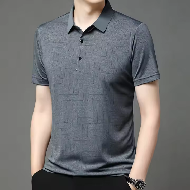 Camisa Polo Para Hombre Casual De Color Sólido Manga Corta Transpirable Cómoda Versátil Top Moda Negocios New Men's Business - 1