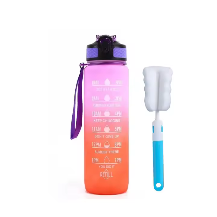 Botella De Agua De 32 Oz Con Horario Y Taza Motivacional a Prueba De Fugas Y Con Correa Para Transporte BPA Y Químicos Tóxicos Libres Para Adultos - 1