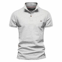 Camiseta POLO informal de negocios de verano para hombre, camiseta de manga corta de algodón con solapa de color sólido para hombre - details 9