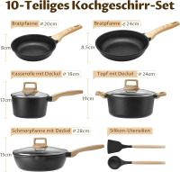 Juego de sartenes de inducción de 10 piezas, juego de ollas y sartenes antiadherentes, juegos de utensilios de cocina con tapas, juego de sartenes de cocina, juego de ollas para todas las - details 1