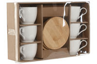 Set de 6 Tazas de Porcelana con Plato de Bambú – Elegancia y Sencillez. OJO !!! Capacidad de las Tazas: 90 ml: Ideal para espresso. 220 ml: Ideal para café americano. Viene en una caja cuidadosamente diseñada, lo que lo conviert - details 2