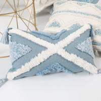Funda De Cojín Rectangular Azul Con Patrón Geométrico Y Lazos Para Decoración Del Sofá Y La Habitación 100% Poliéster Lavable - details 11