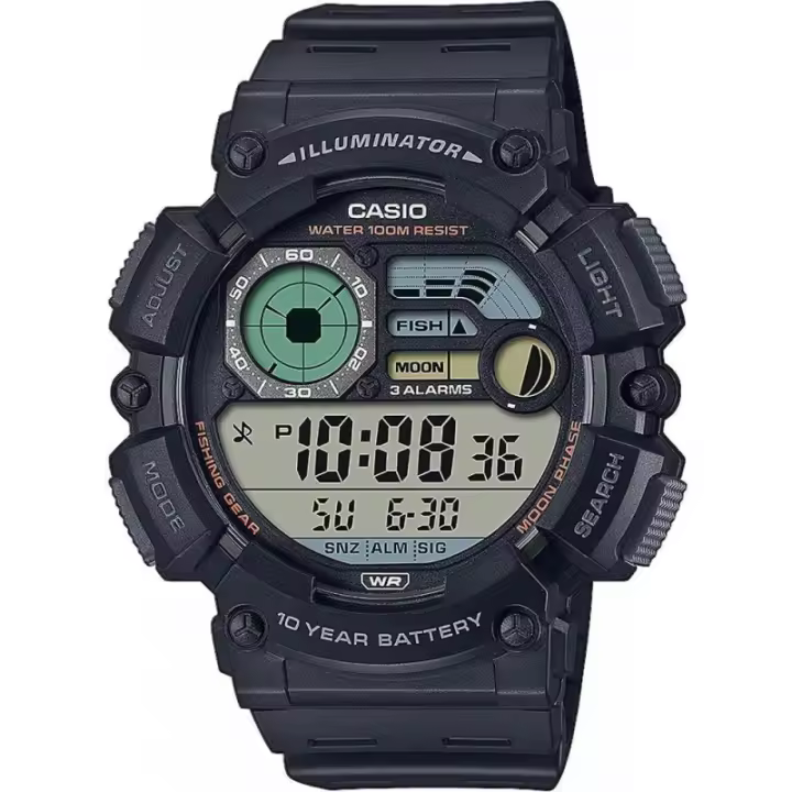 Reloj Casio Digital Resina negro hombre sumergible Moda Pesca Fase Lunar Ws-1500h-1avef - 1
