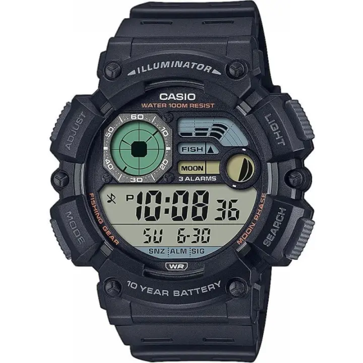 Reloj Casio Digital Resina negro hombre sumergible Moda Pesca Fase Lunar Ws-1500h-1avef - 1
