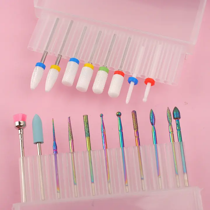 Kit De 19 Piezas De Brocas Para Uñas Con Corte De Corte Y Archivo Eléctrico Cerámica Acrílica Gel De Uñas Herramientas De Arte De Uñas - 1