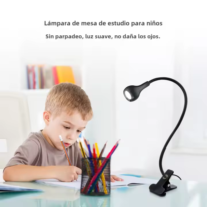 Lámpara De Mesa Flexible Con Soporte Para Libros Y Clip Luz De Lectura USB Para Dormitorio Decoración De Noche Lámpara De Lecho Estudio - 1