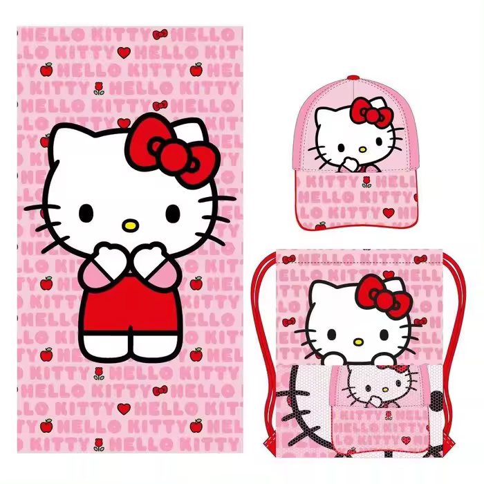 CERDA SET 3 PIEZAS TOALLA + GORRA + SAQUITO HELLO KITTY TOALLA - 1