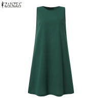 Vestido ZANZEA De Verano 2024 Sin Mangas Elegante Para Mujer Color Sólido Vestido De Playa Y Oficina Largo De Rodilla Estilo Casual - details 16